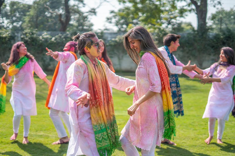 Group of young people gathered in a park